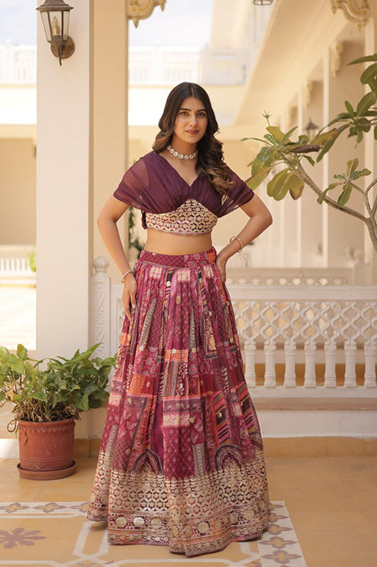 Russian Silk Crop top with Lehenga