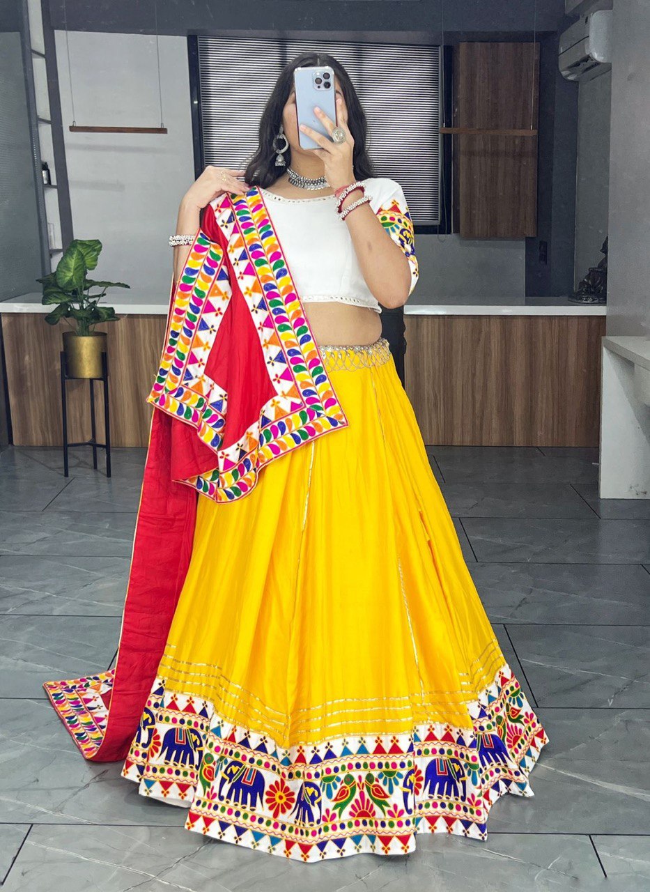 Most Pretty Yellow Red Combination Navratri Set