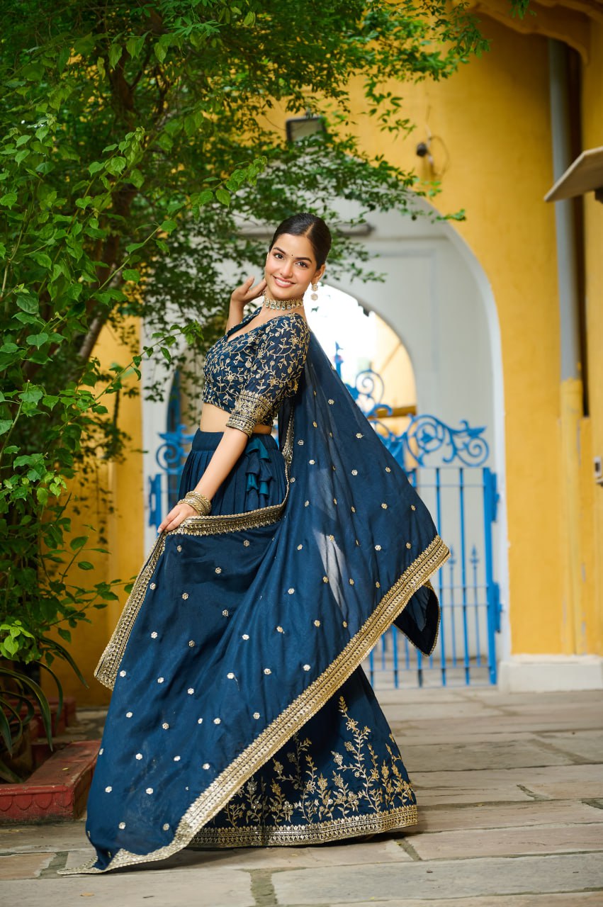 Vichitra Silk Wedding Lehenga