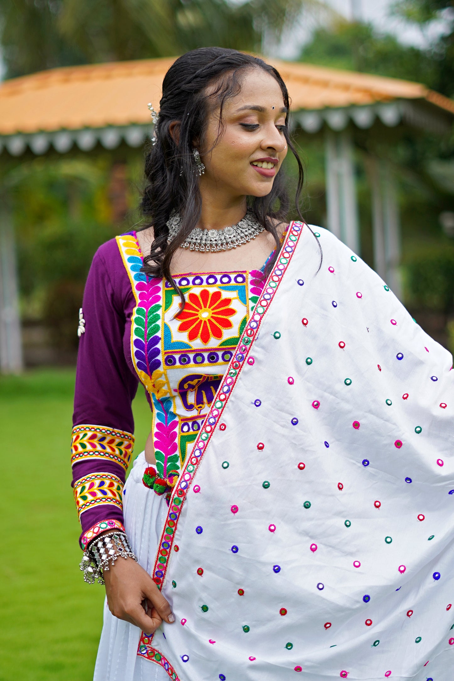 Navratri Special Reyon With Gamthi Work Chaniya Choli