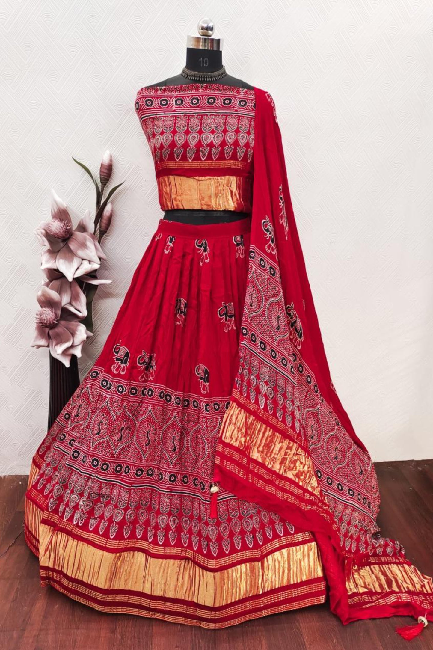 Bandhej Gaji Silk Lehenga Choli