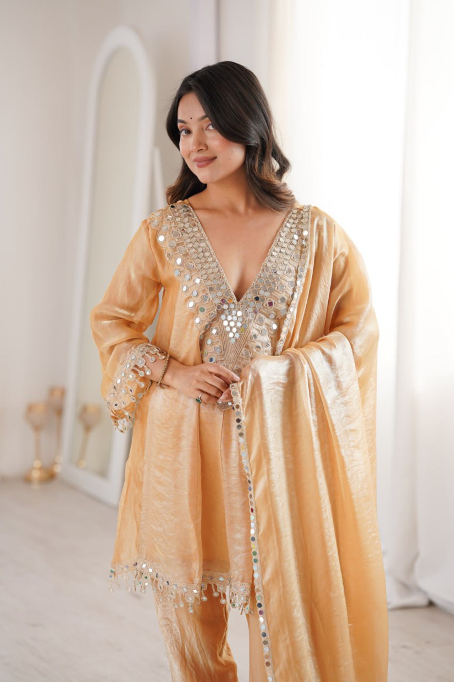 Fendy Mirror Work Kurti Pair