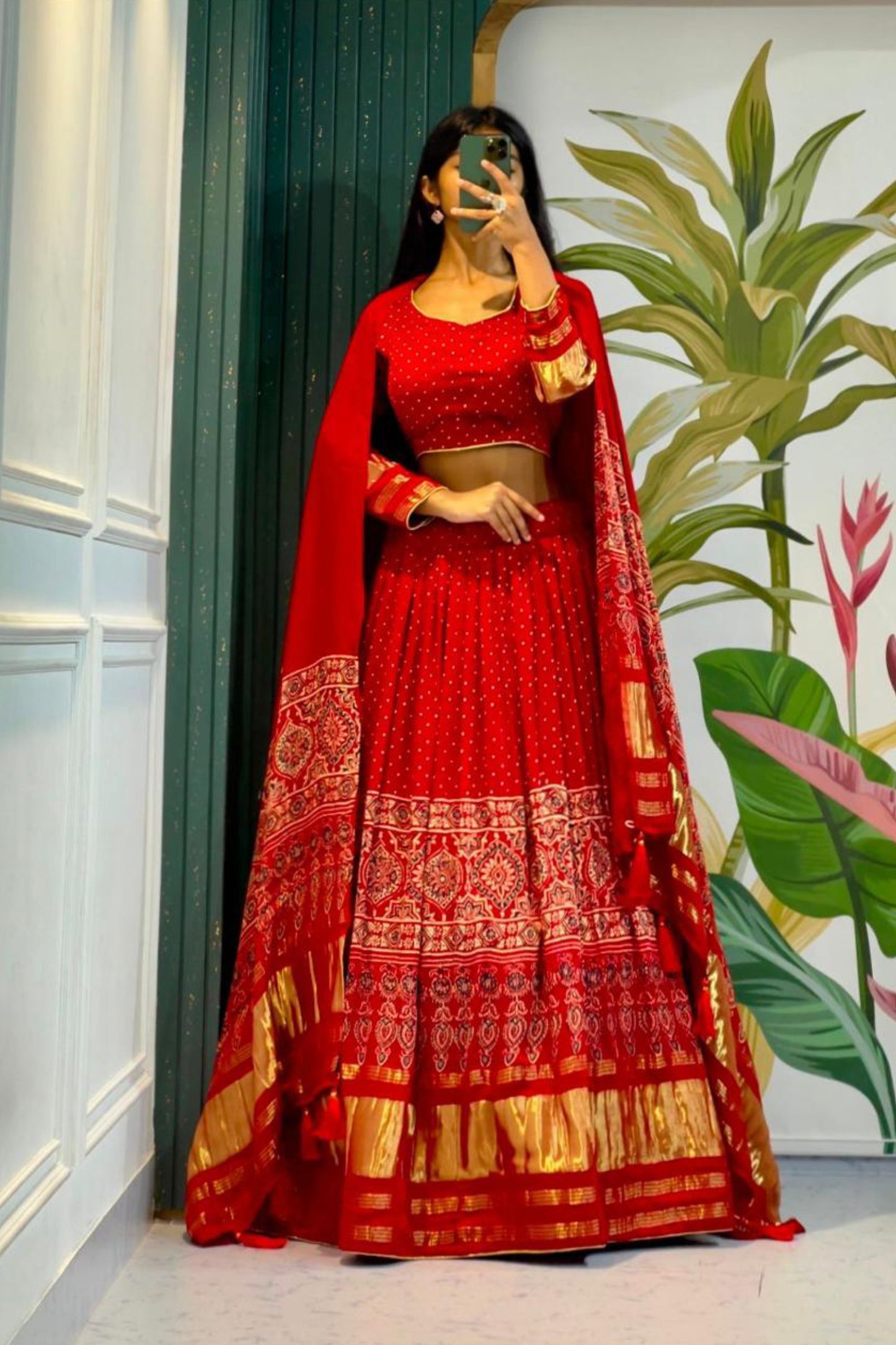 Ajrakh Gaji Silk Lehenga Choli