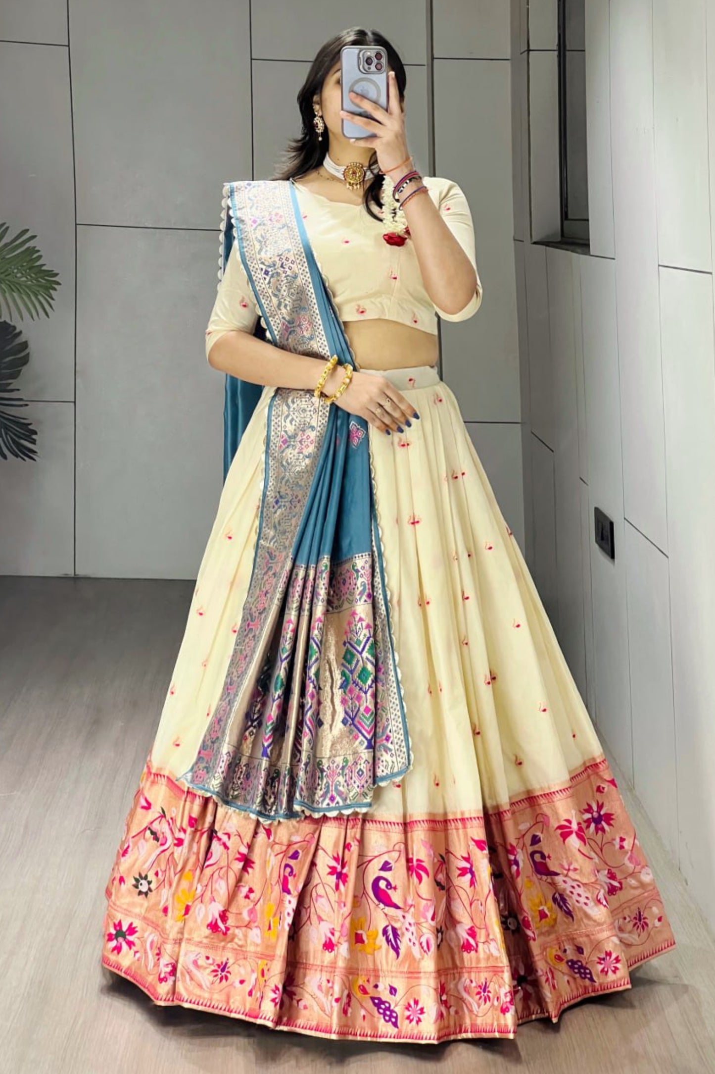 Paithani Silk Lehenga Choli With South India Style