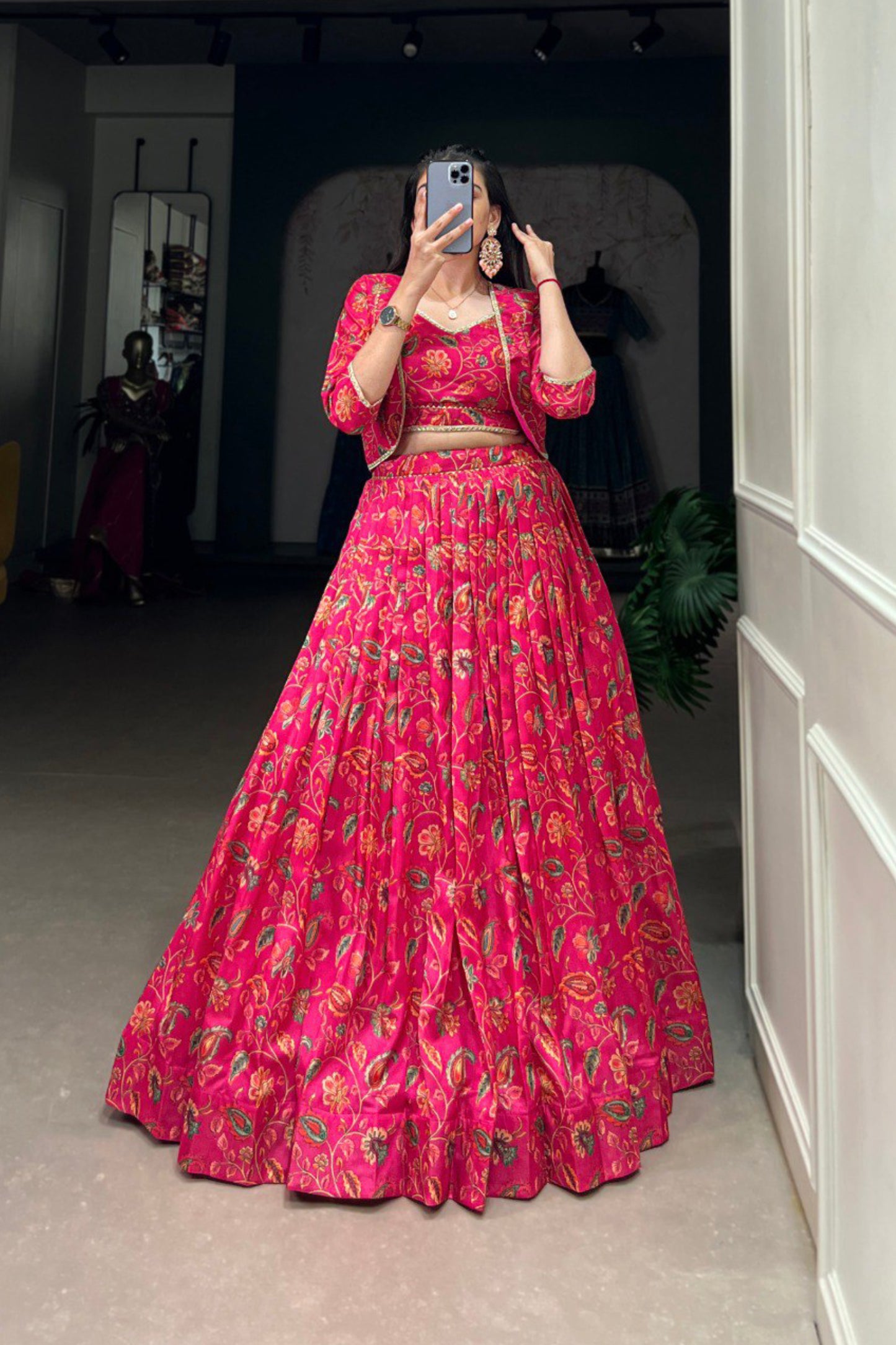 Pink Three Piece Lehenga Set