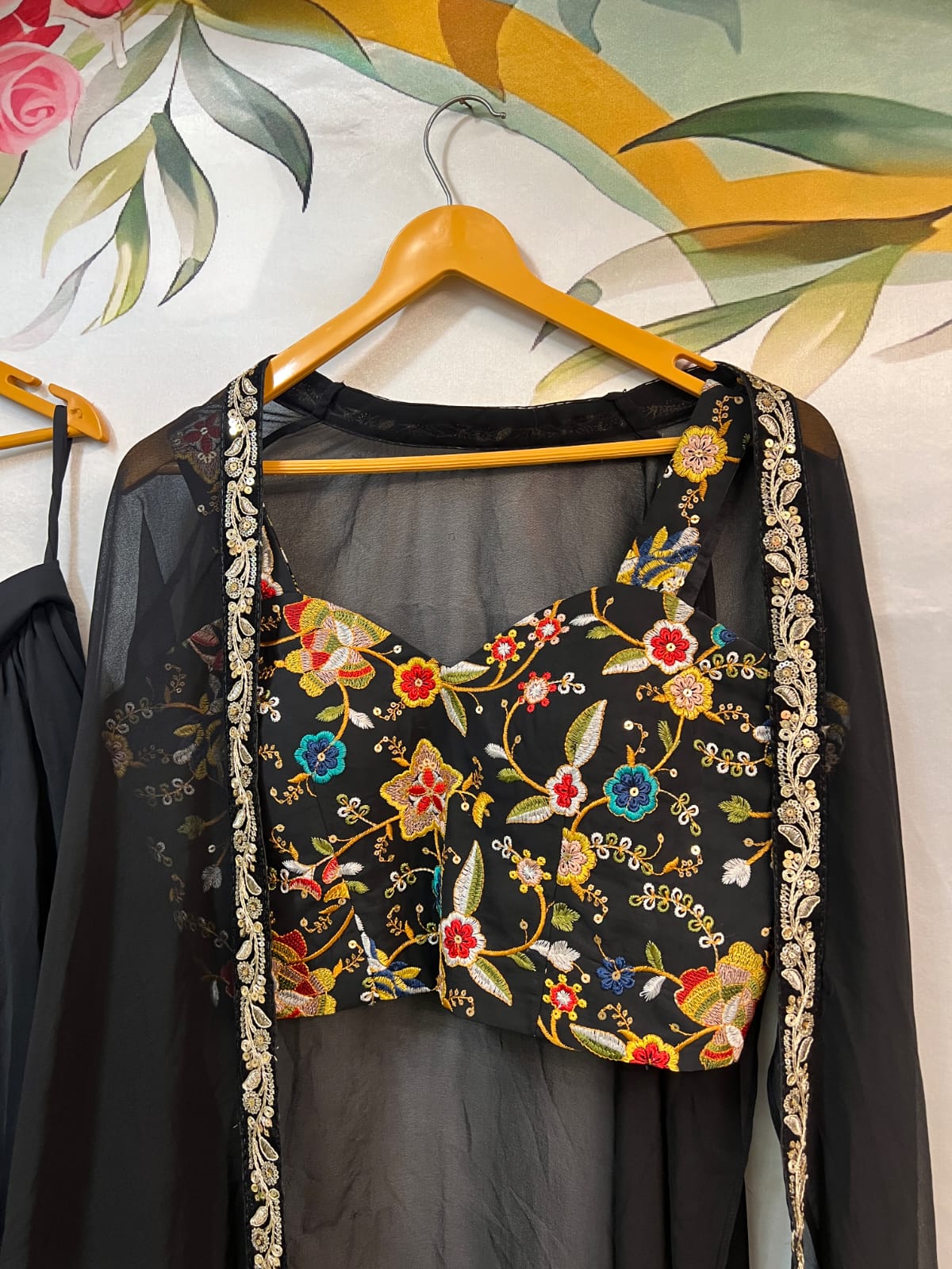 Black Shrug Lehenga Choli | Three Piece Set