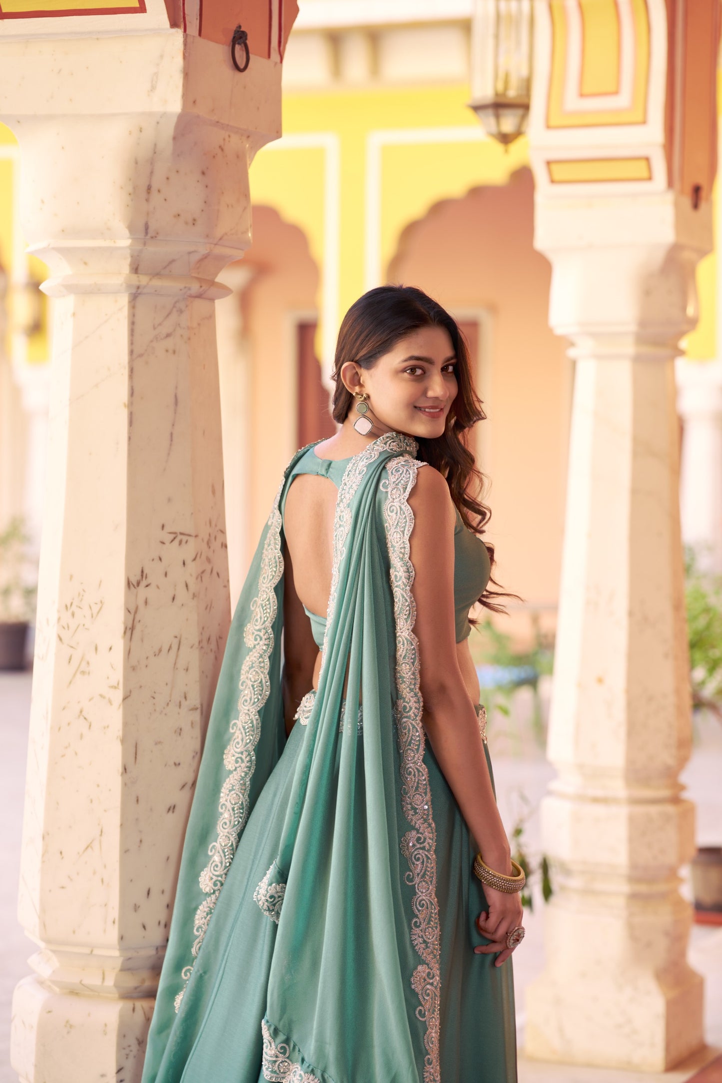 Regal Mist Designer Ensemble | Sky Blue Wedding Lehenga