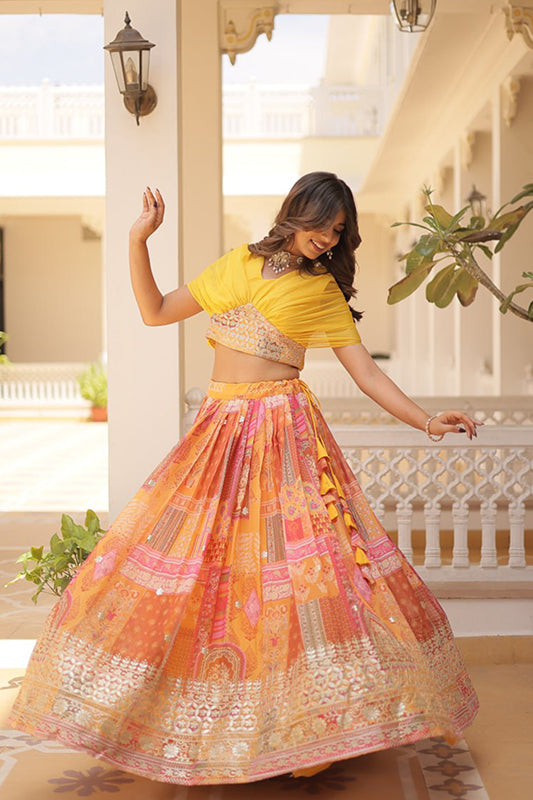 Russian Silk Crop top with Lehenga