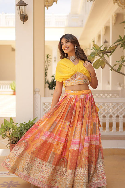 Russian Silk Crop top with Lehenga