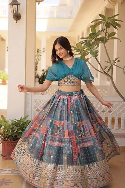 Russian Silk Crop top with Lehenga