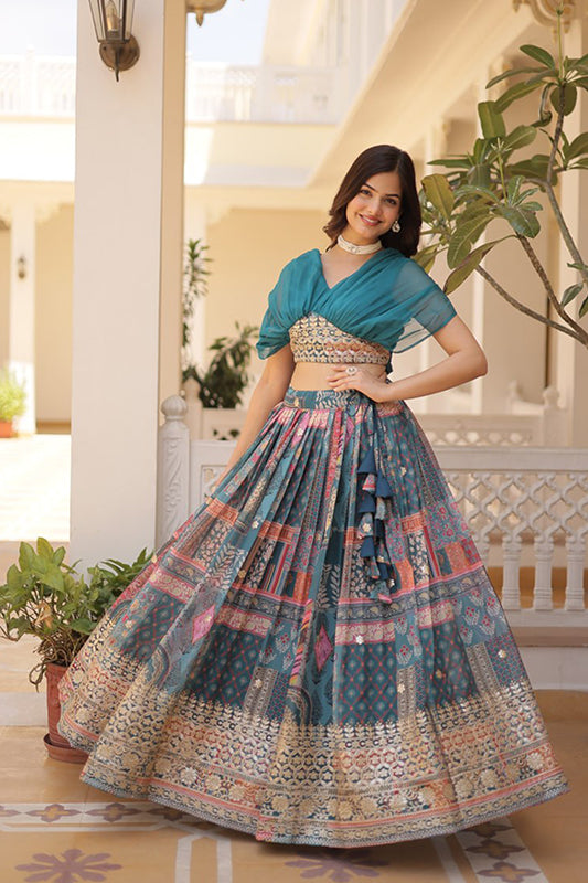 Russian Silk Crop top with Lehenga