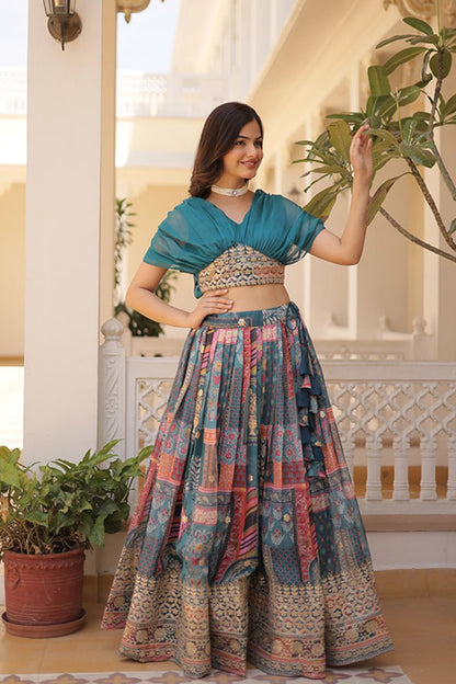 Russian Silk Crop top with Lehenga