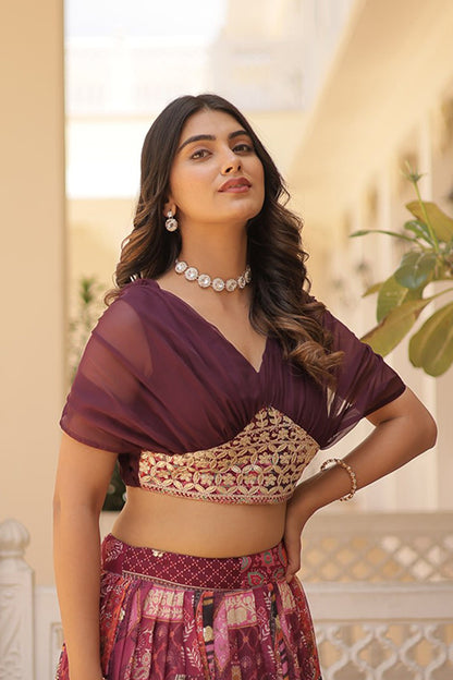 Russian Silk Crop top with Lehenga