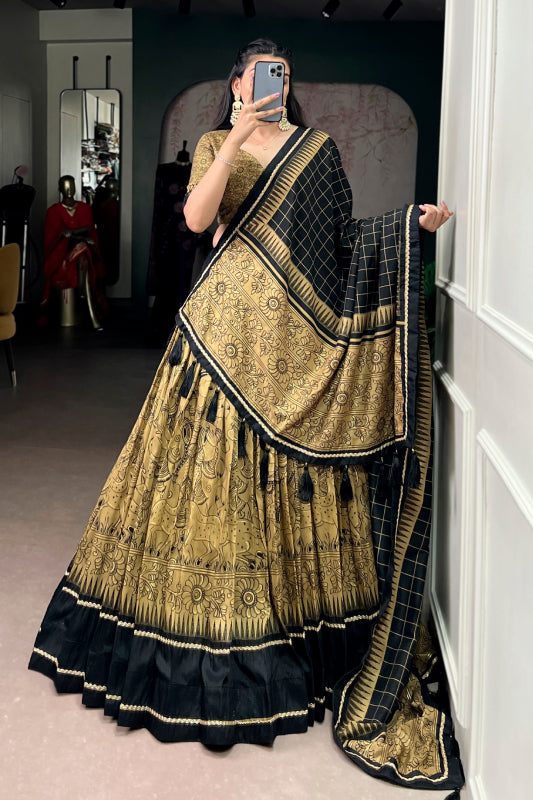 Kalamkari Print Tasar Silk Chaniya Choli