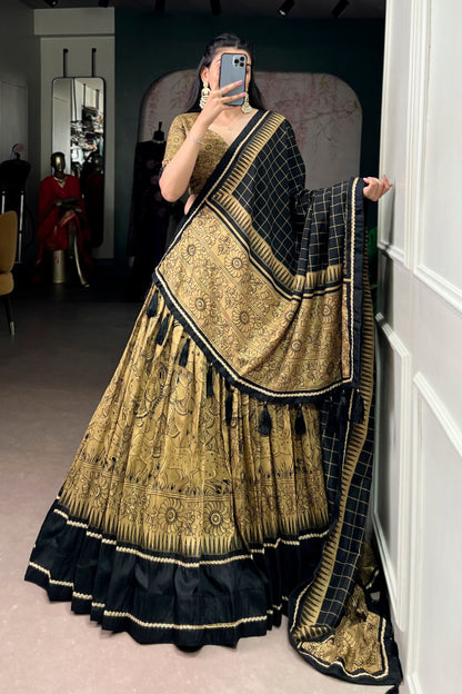 Kalamkari Print Tasar Silk Chaniya Choli