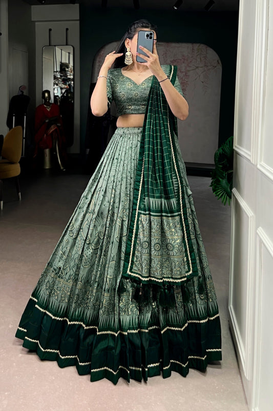 Kalamkari Print Tasar Silk Chaniya Choli