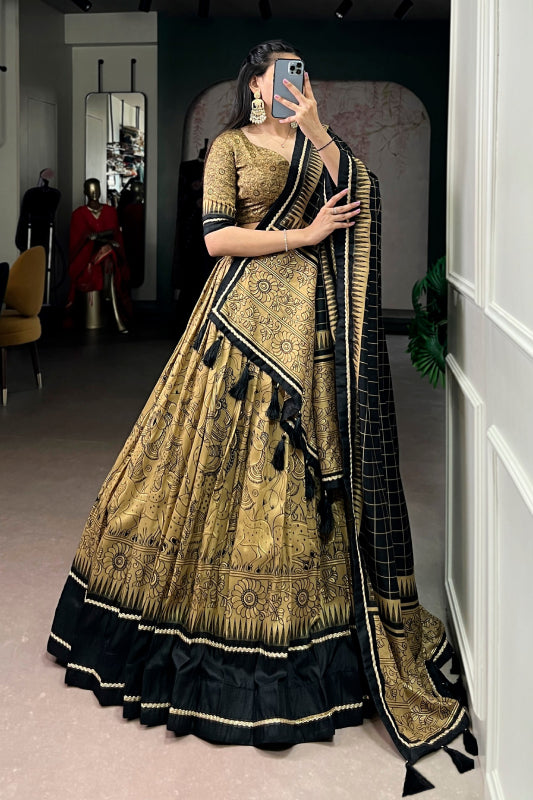 Kalamkari Print Tasar Silk Chaniya Choli