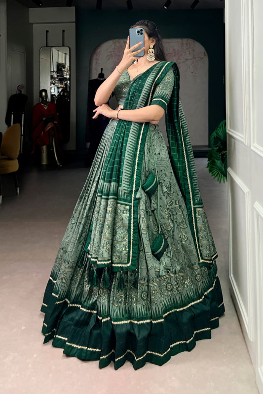 Kalamkari Print Tasar Silk Chaniya Choli