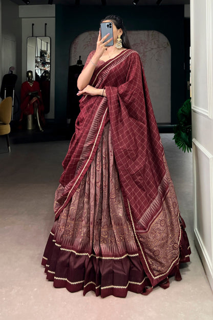 Kalamkari Print Tasar Silk Chaniya Choli