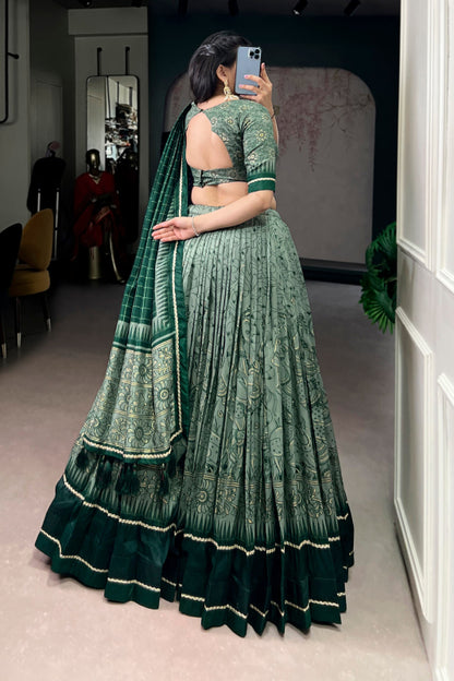 Kalamkari Print Tasar Silk Chaniya Choli
