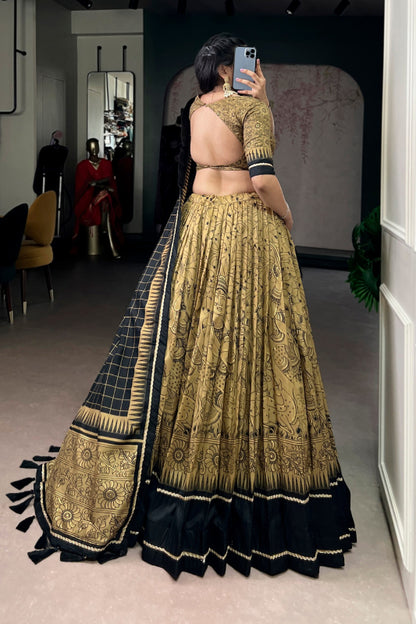 Kalamkari Print Tasar Silk Chaniya Choli