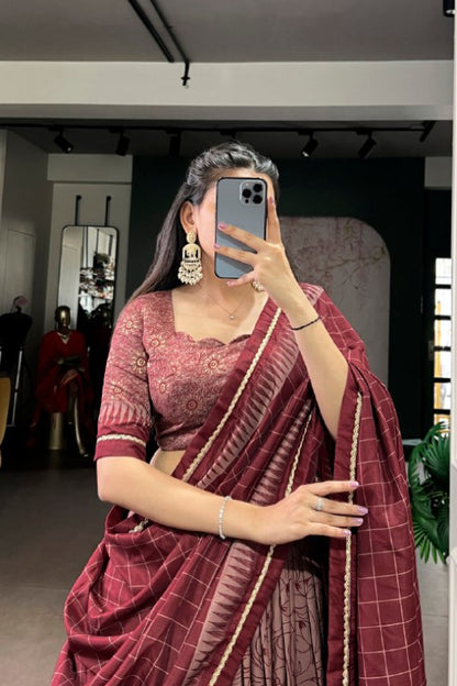 Kalamkari Print Tasar Silk Chaniya Choli