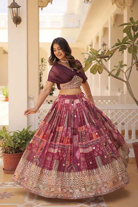 Russian Silk Crop top with Lehenga
