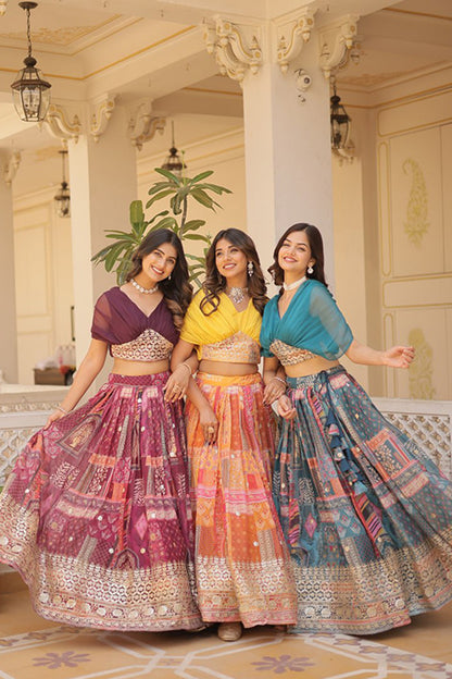Russian Silk Crop top with Lehenga