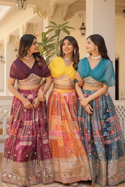 Russian Silk Crop top with Lehenga