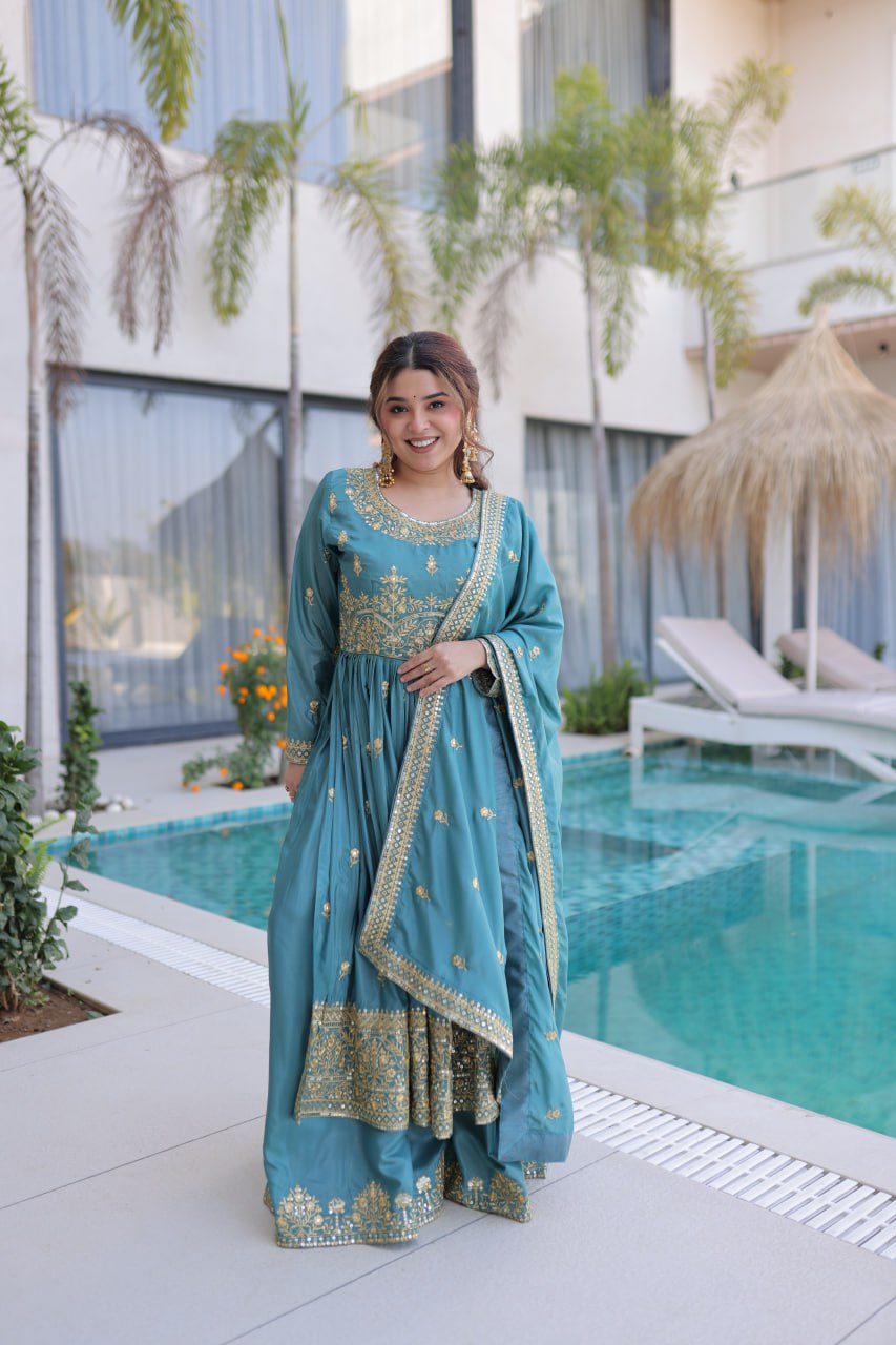 Super Silk Kurti Sharara Set