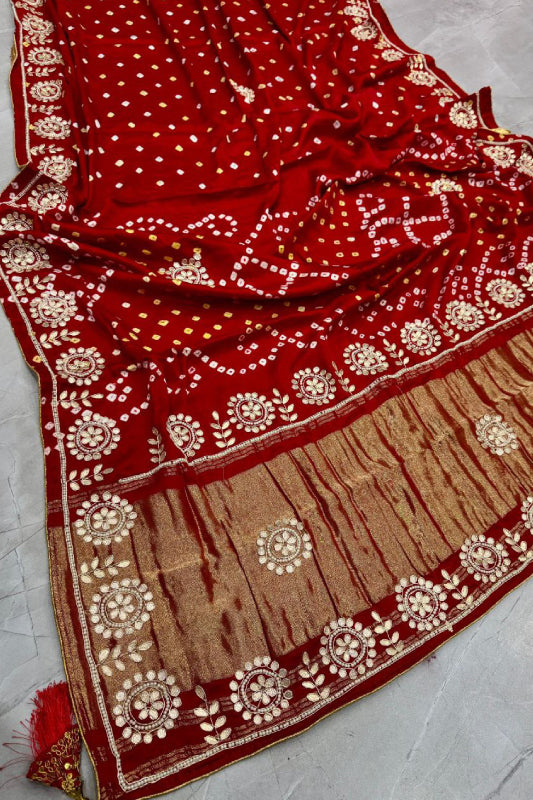 Bandhani With Gota Pati Work
