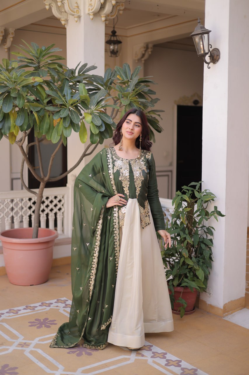 Glass Roman and Cosmos Gown With Dupatta