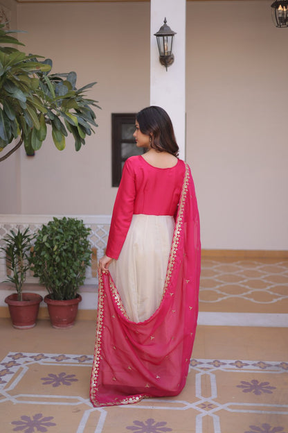 Glass Roman and Cosmos Gown With Dupatta