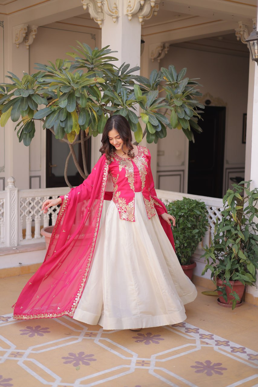 Glass Roman and Cosmos Gown With Dupatta