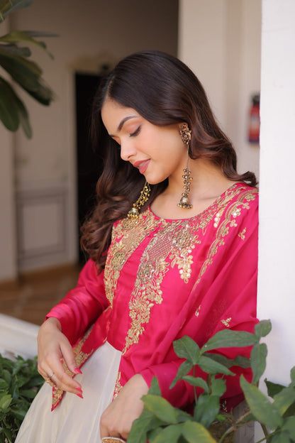 Glass Roman and Cosmos Gown With Dupatta