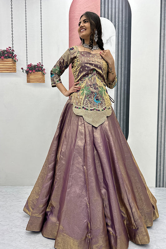 Pure SIlk Satin Crop top With Lehenga
