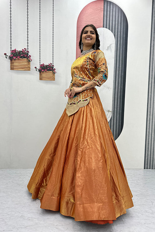 Pure SIlk Satin Crop top With Lehenga
