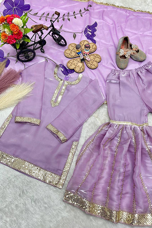 Pure GMY SILK Top Sharara & Dupatta Set