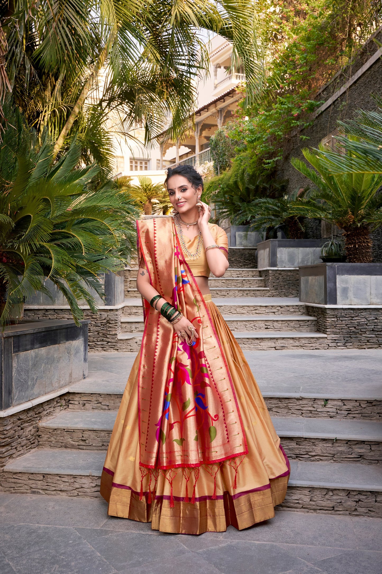 Jacquard Silk Paithani Lehenga Choli