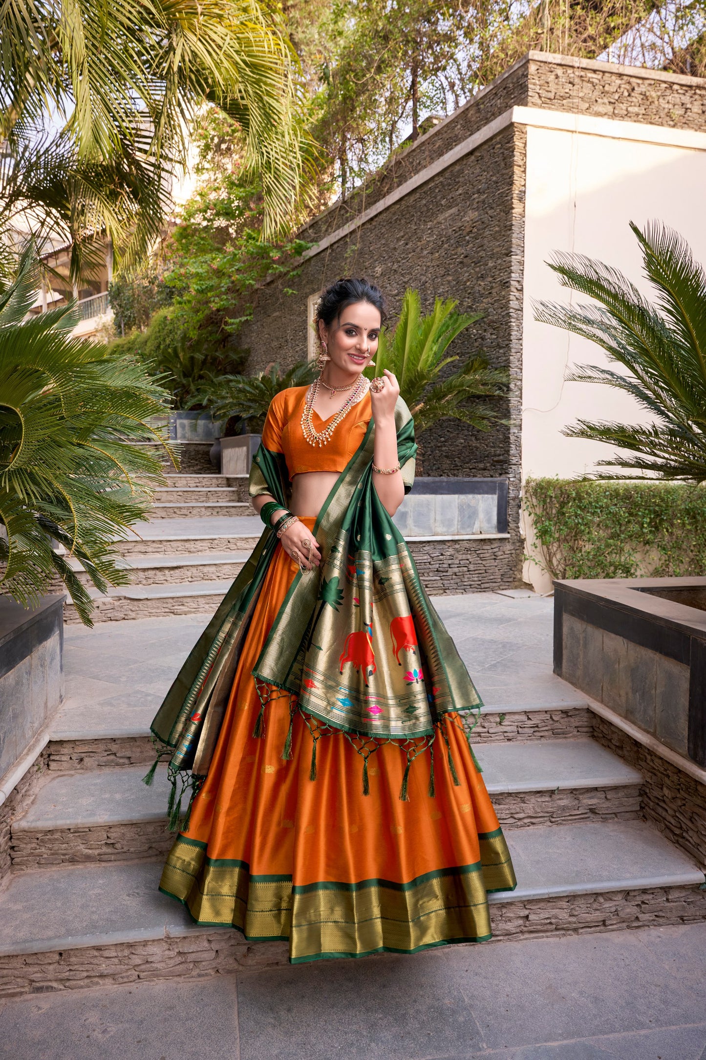 Jacquard Silk Paithani Lehenga Choli