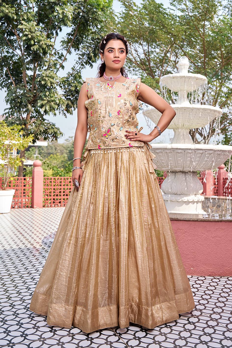 Gold crush Three Piece Crop Top