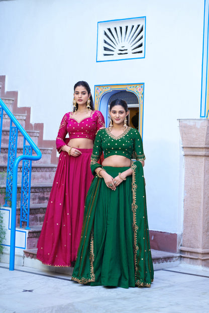 Emerald Royal Elegance | Wedding NC Silk Lehenga