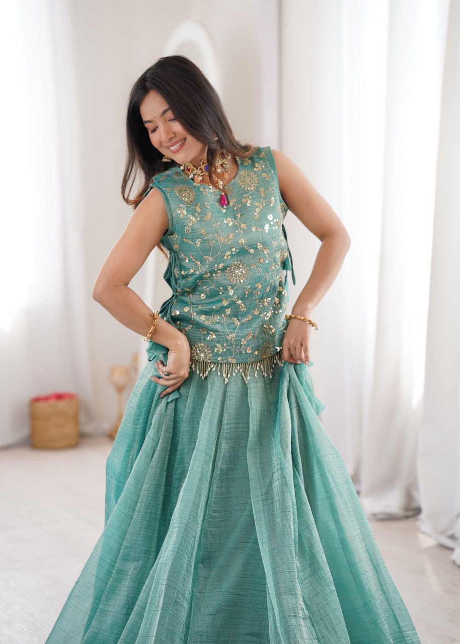 Zari Work Lehenga Koti Set