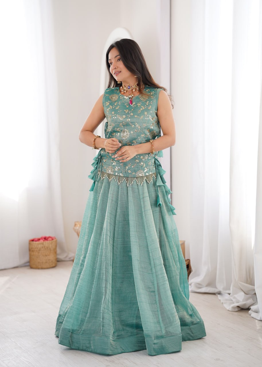 Zari Work Lehenga Koti Set