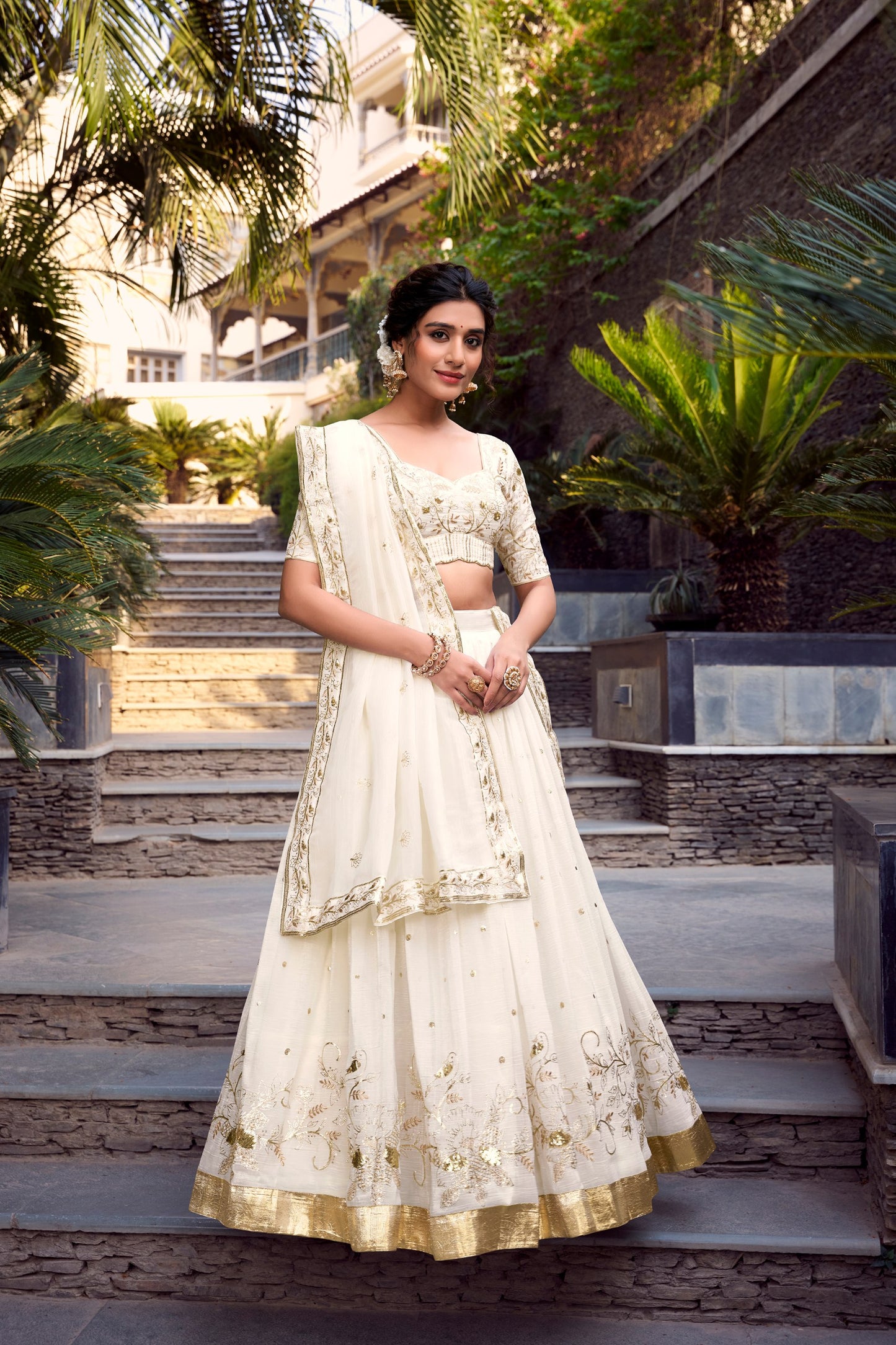 Off-white Wedding Lehenga