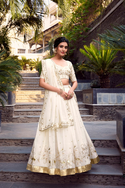 Off-white Wedding Lehenga
