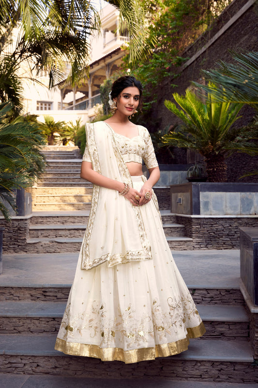 Off-white Wedding Lehenga