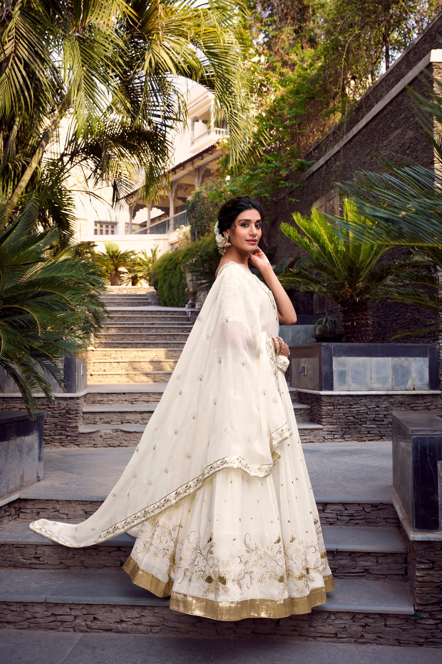 Off-white Wedding Lehenga