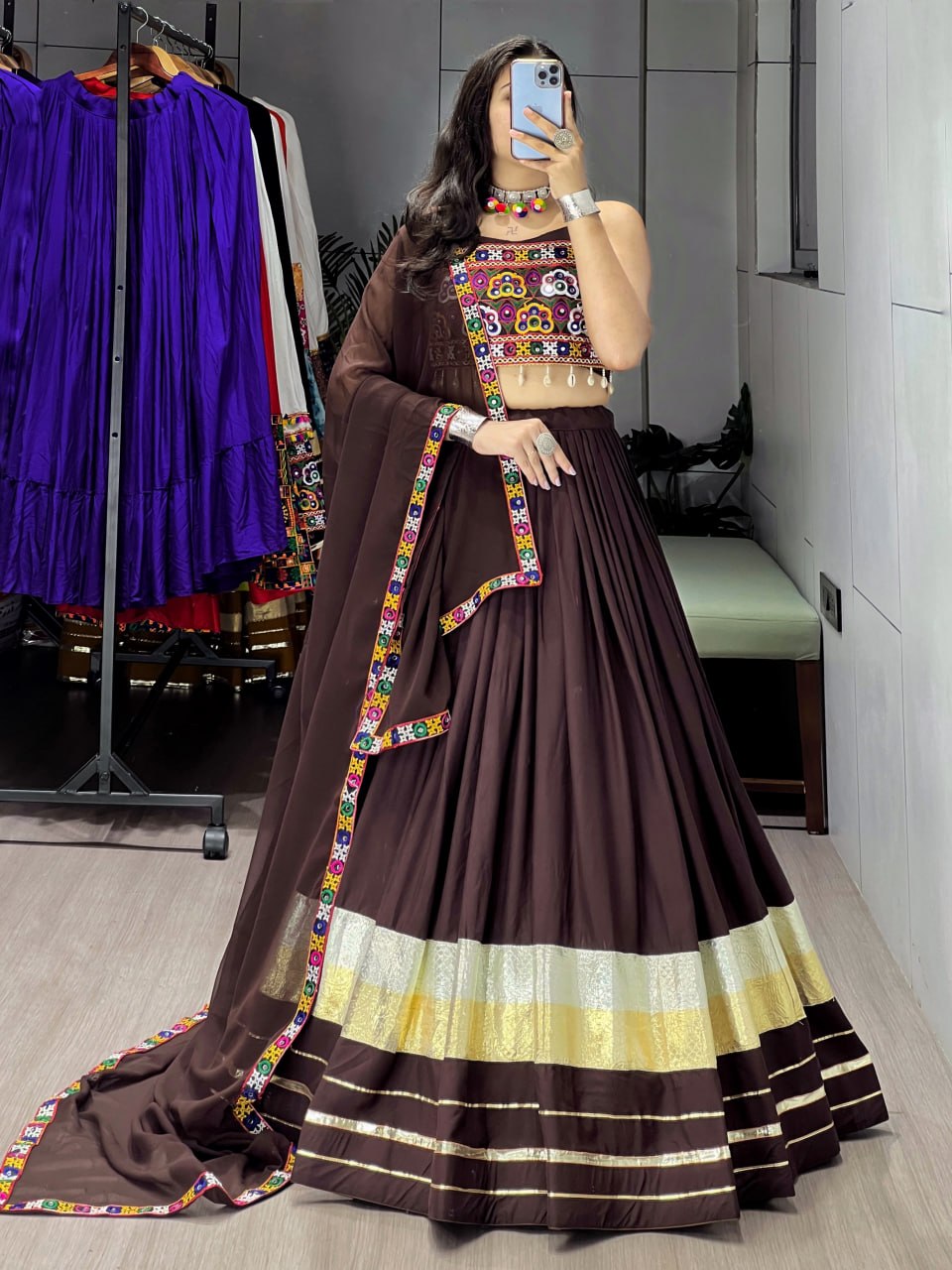 Navratri Special Chocolate Color Choli