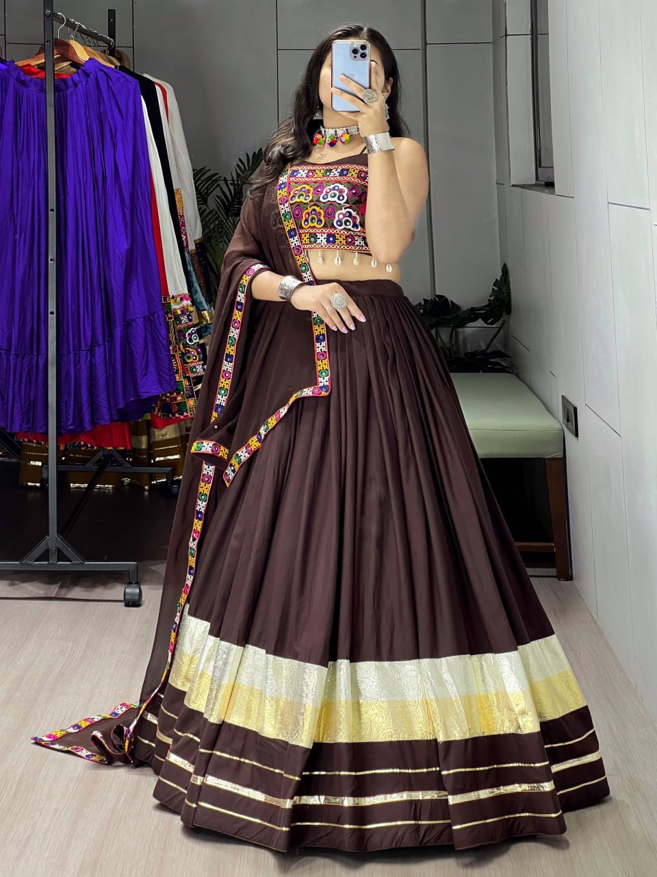 Navratri Special Chocolate Color Choli